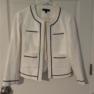 Ann Taylor Ivory Blazer with Black Accents